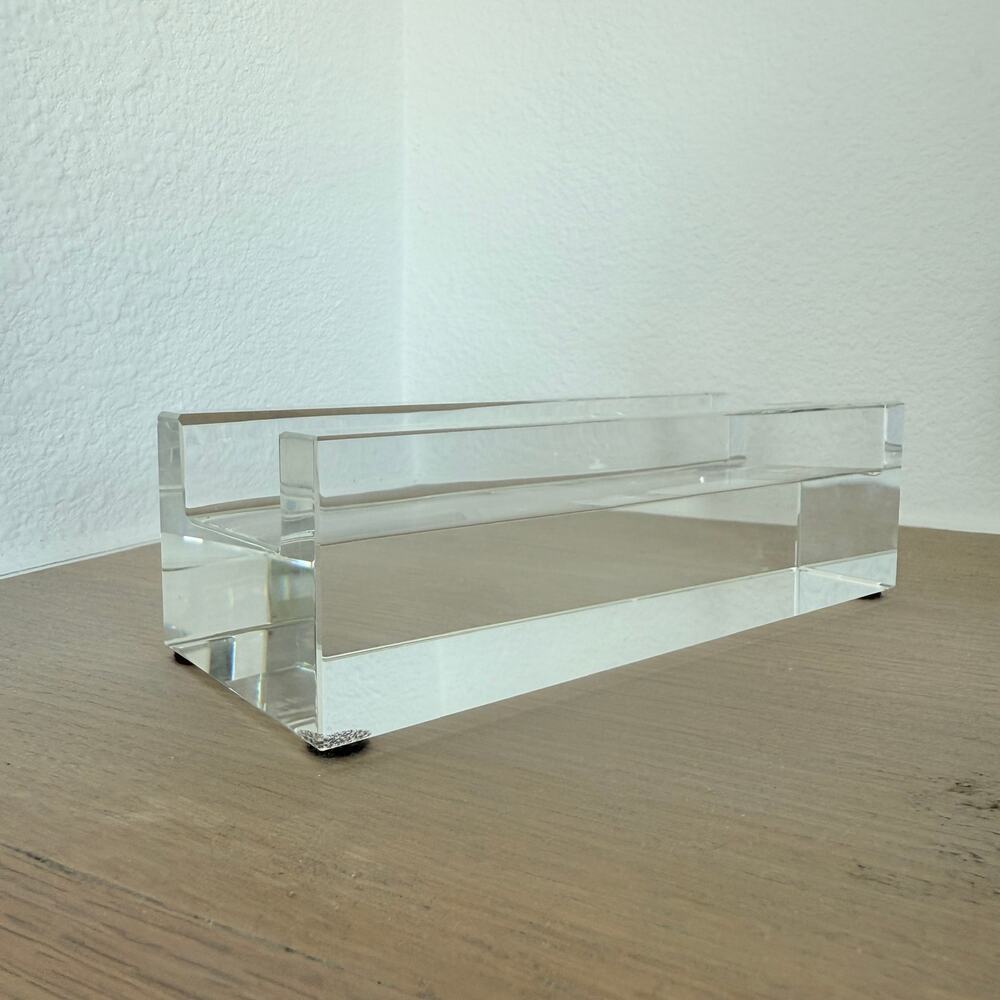 Luxury Crystal‎ Business Card Holder Clear Cut Glass Desk Organizer Modern